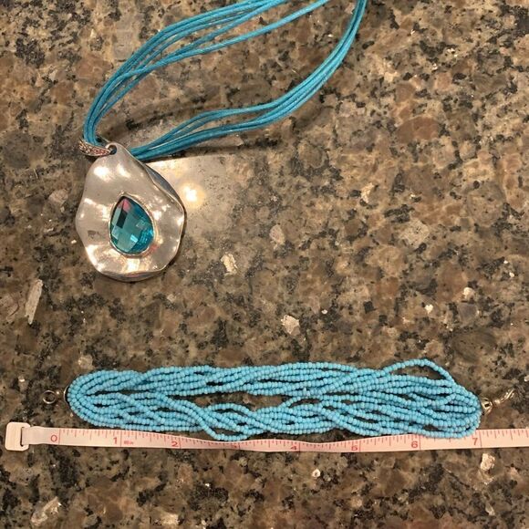 Vintage Seed Bead Bracelet and Rhinestone Necklace - Picture 2 of 3